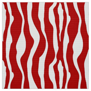 Zebra stripes - Deep Red and White Fabric