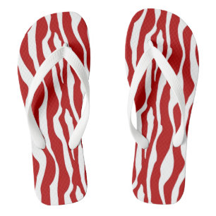 Zebra stripes - Deep Red and White Flip Flops