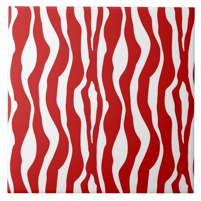 Zebra stripes - Deep Red and White Tile (Front)