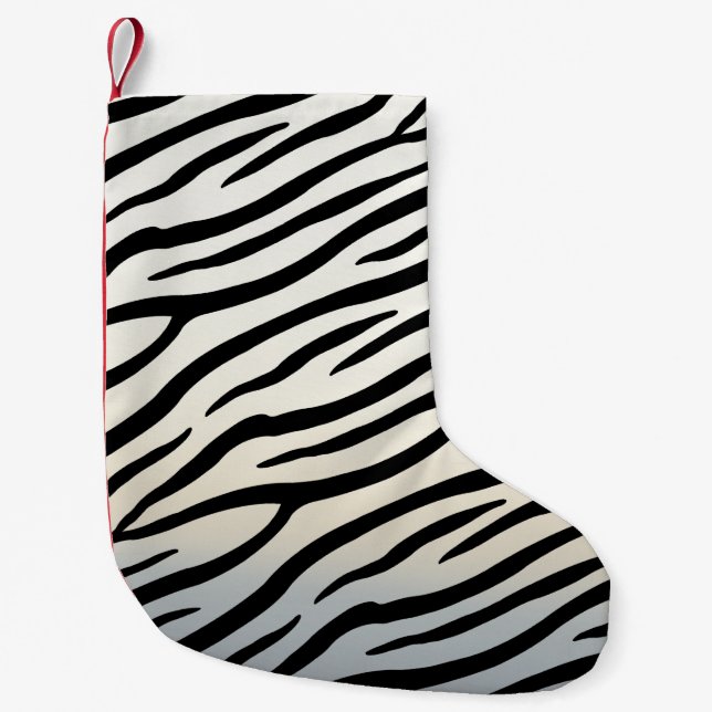 Zebra Stripes Exotic Animal Print Small Christmas Stocking (Front)