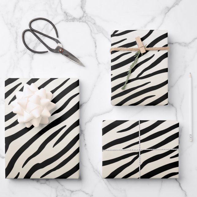 Zebra Stripes Exotic Animal Print Wrapping Paper Sheet (Front)