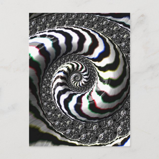 Zebra Stripes Fractal Spiral Pattern Postcard (Front)