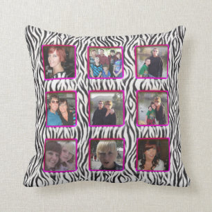 Zebra Stripes Frame Add Photos Instagram Collage Cushion