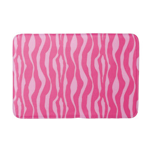 Zebra stripes - Fuchsia and light pink Bath Mat