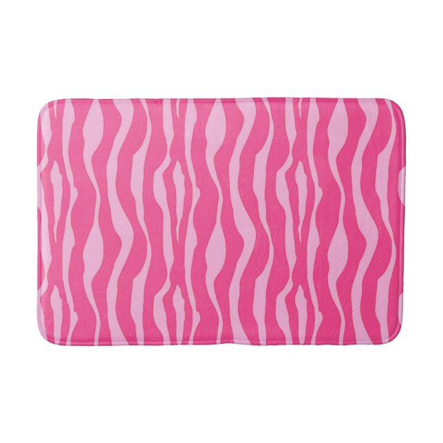 Zebra stripes - Fuchsia and light pink Bath Mat (Front)