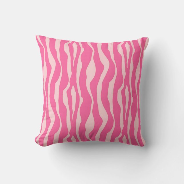 Zebra stripes - Fuchsia and light pink Cushion (Front)