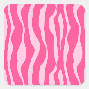 Zebra Stripes, Fuchsia Pink Stripes Square Sticker