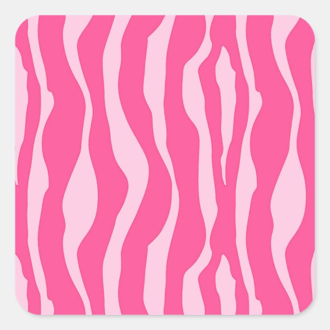Zebra Stripes, Fuchsia Pink Stripes  Square Sticker (Front)