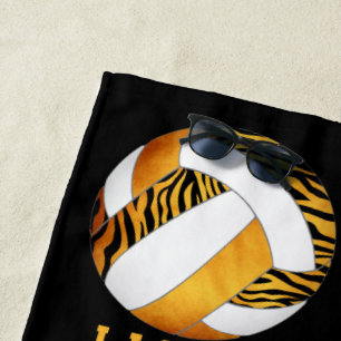 zebra stripes gold orange personalised volleyball beach towel