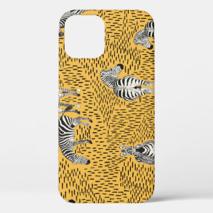Zebra stripes: hand-drawn seamless background. iPhone 12 case