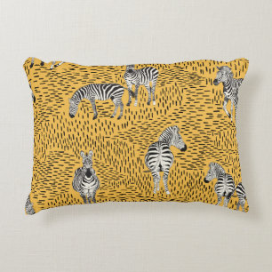 Zebra stripes: hand-drawn seamless background. decorative cushion