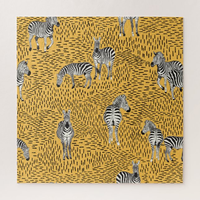 Zebra stripes: hand-drawn seamless background. jigsaw puzzle (Vertical)