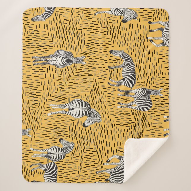 Zebra stripes: hand-drawn seamless background. sherpa blanket (Front)