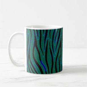 Zebra Stripes in Black and Green Safari Print Coffee Mug