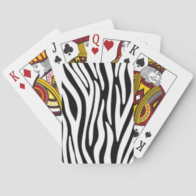 Zebra Stripes in Black and White Fur Effect Playing Cards (Back)
