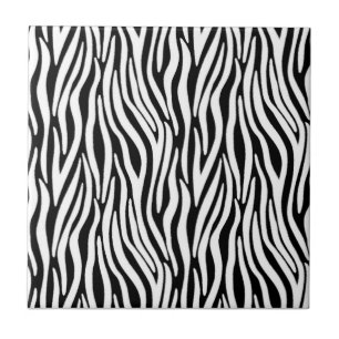 Zebra Stripes in Black and White Fur Effect Tile