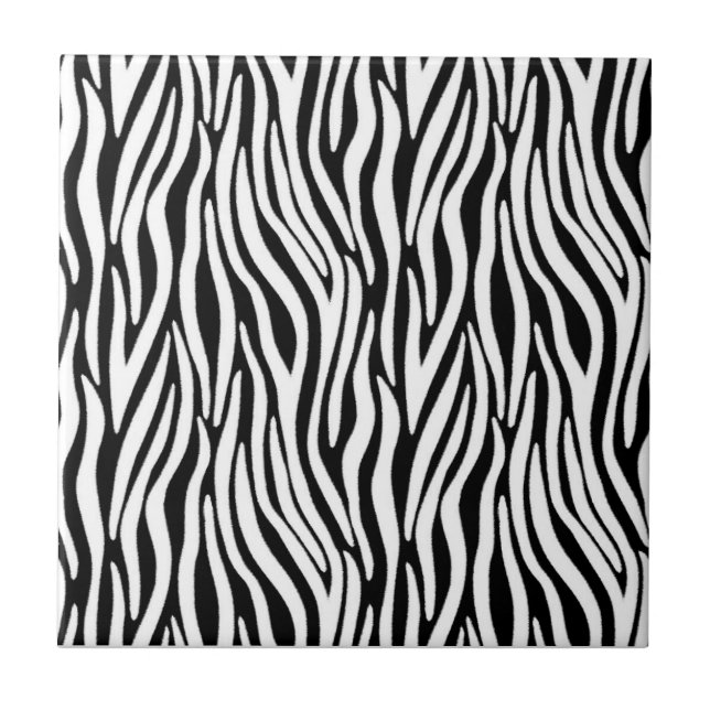 Zebra Stripes in Black and White Fur Effect Tile (Front)