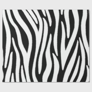 Zebra Stripes in Black and White Fur Effect Wrapping Paper