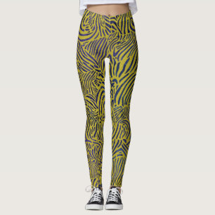 Zebra Stripes in Metallic Gold and Blue Leggings