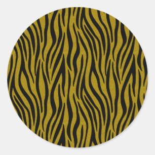 Zebra Stripes in Safari Black and Brown Classic Round Sticker