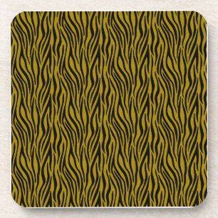 Zebra Stripes in Safari Black and Brown Coaster