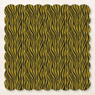 Zebra Stripes in Safari Black and Brown Paper Coaster