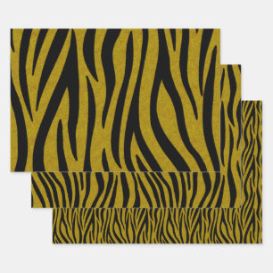 Zebra Stripes in Safari Black and Brown Wrapping Paper Sheet