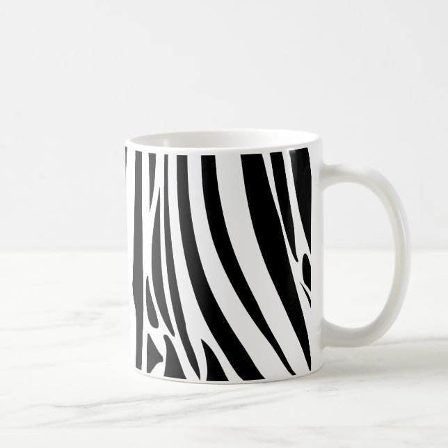 Zebra Stripes Jungle Black and White Pattern Coffee Mug (Right)
