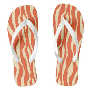 Zebra stripes - Mandarin and light orange Flip Flops