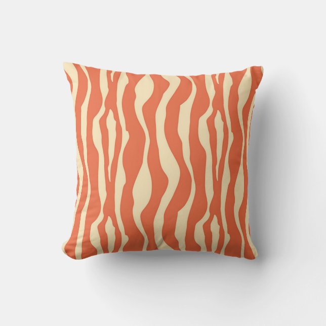 Zebra stripes - Mandarin and light orange Outdoor Cushion (Front)