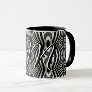 Zebra Stripes Monogram in Black and White Mug