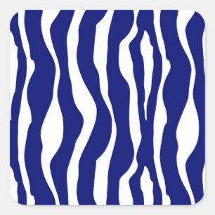 Zebra Stripes, Navy Blue and White Square Sticker