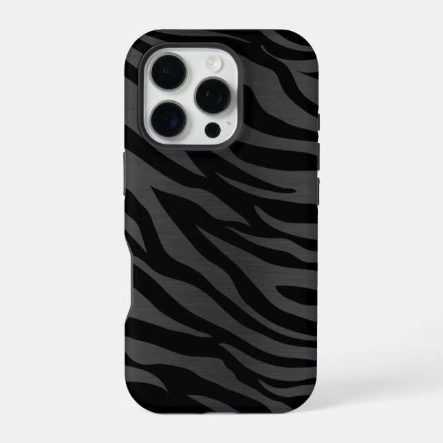 Zebra Stripes on Dark Grey iPhone Case (Back)