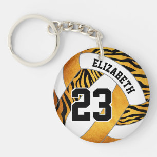 zebra stripes on gold girls volleyball key ring
