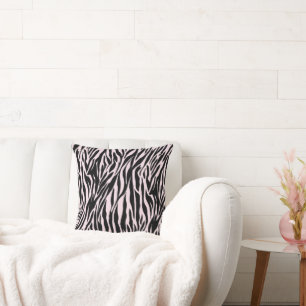 Zebra Stripes On Pastel Pink Cushion