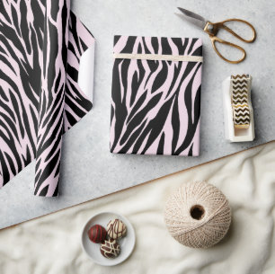 Zebra Stripes On Pastel Pink Wrapping Paper