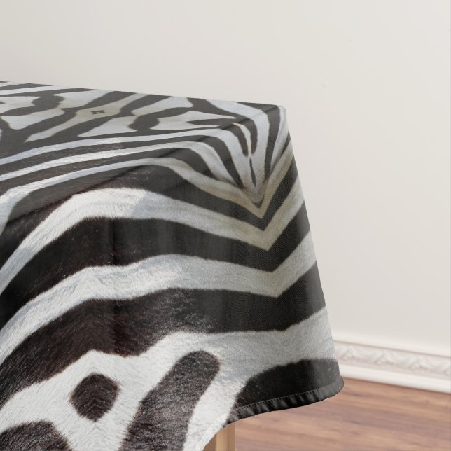 Zebra Stripes Pattern Black and White Elegant Tablecloth (In Situ)