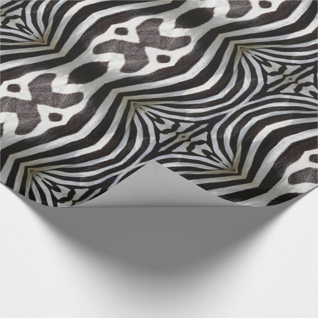 Zebra Stripes Pattern Black and White Wildlife Wrapping Paper (Corner)