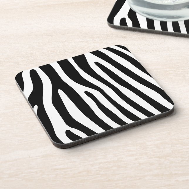 Zebra stripes pattern black & white + your ideas coaster (Left Side)