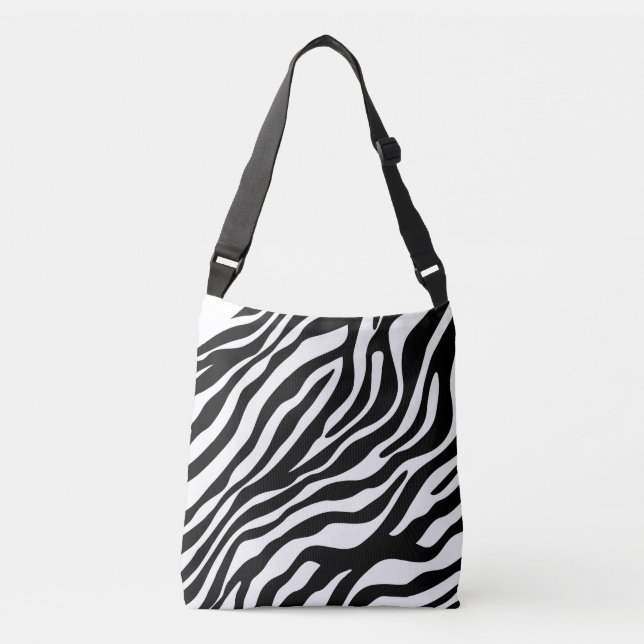 Zebra stripes pattern black & white + your ideas crossbody bag (Front)
