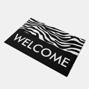 Zebra stripes pattern black & white + your ideas doormat