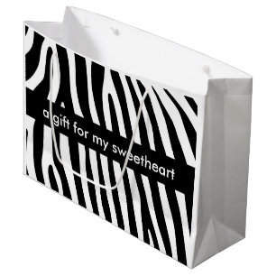 Zebra stripes pattern black & white + your ideas large gift bag