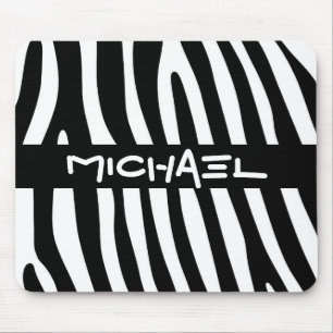 Zebra stripes pattern black & white + your ideas mouse mat