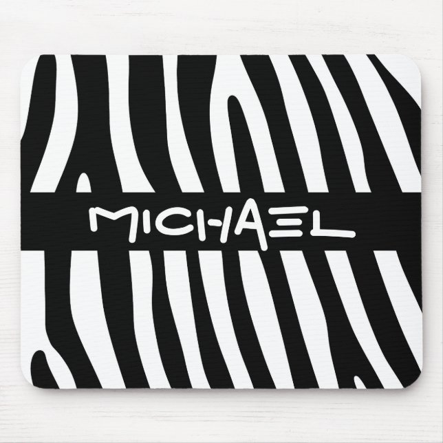 Zebra stripes pattern black & white + your ideas mouse mat (Front)