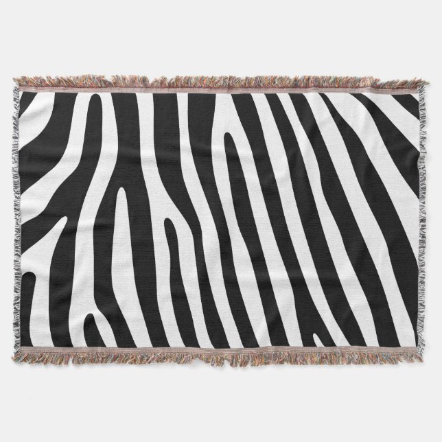 Zebra stripes pattern black & white + your ideas throw blanket (Front)