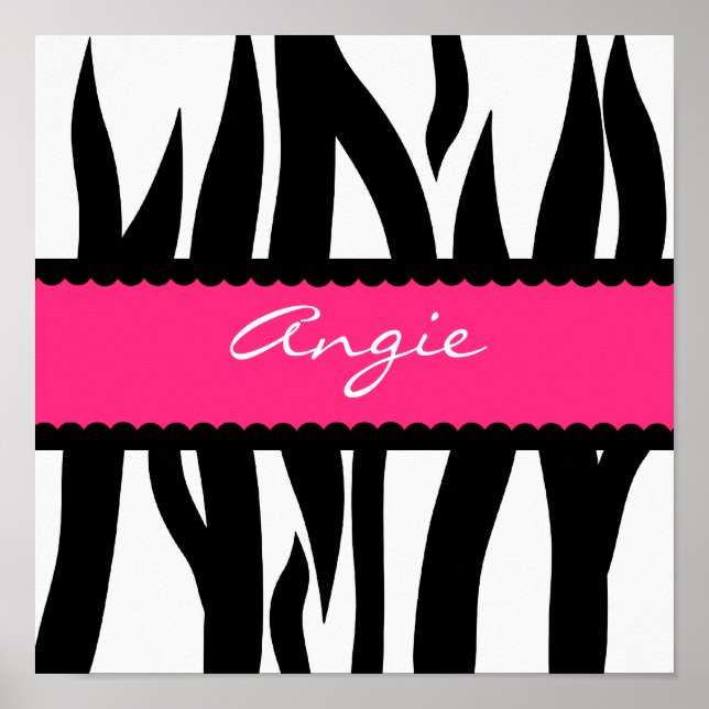 Zebra Stripes Pattern Personalised Name Poster (Front)