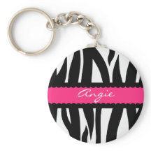 Zebra Stripes Pattern Personalized Name Keychain