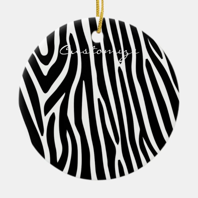 Zebra Stripes Pattern Thunder_Cove Ceramic Tree Decoration (Front)