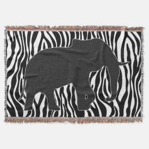 Zebra Stripes Pattern with Elephant + your ideas Throw Blanket