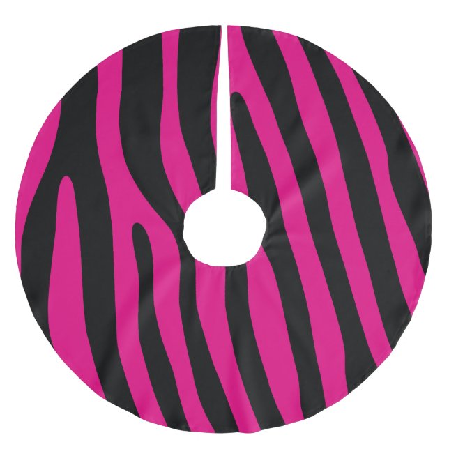 Zebra stripes pattern + your background & ideas brushed polyester tree skirt (Front)
